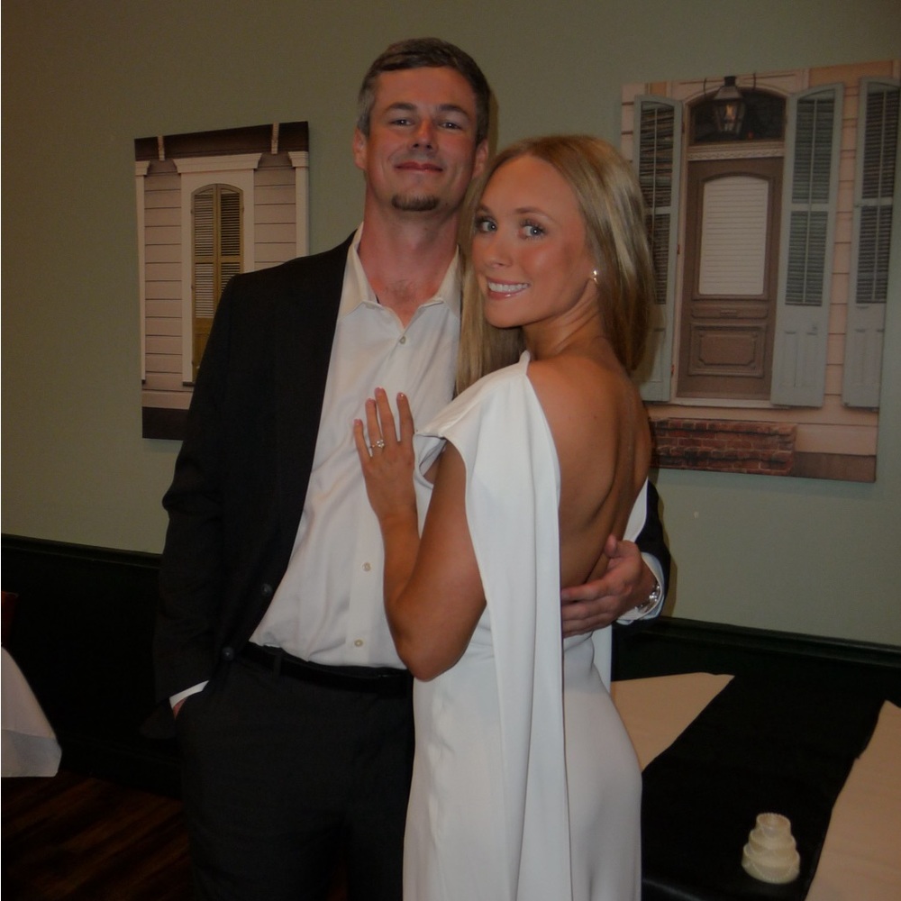 Odd Muse Drape Maxi Dress White Off Shoulder Open Back - Picture 4 of 6